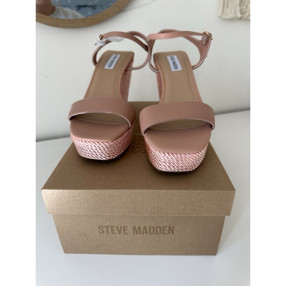 Steve Madden Wedge Sandal Pink And Tan Size 9 - Picture 8 of 8